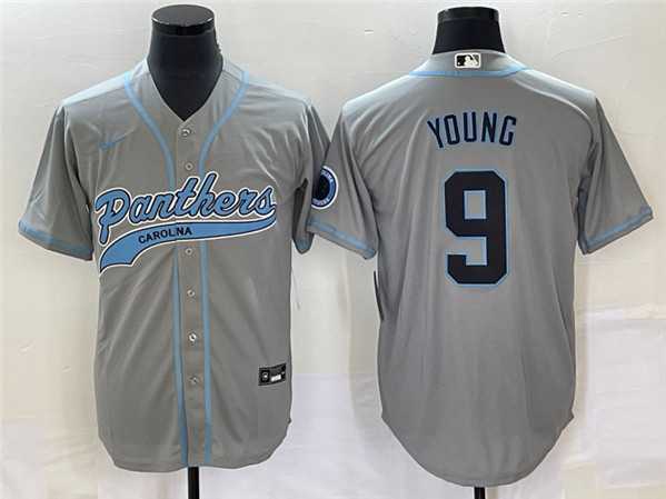 Men%27s Carolina Panthers #9 Bryce Young Gray With Patch Cool Base Stitched Baseball Jersey->chicago bears->NFL Jersey